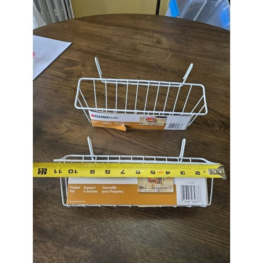 ClosetMaid Pocket Pal Wire Shelf Basket 3937 LOT OF 2 White Hook On Organizer B3 - Picture 12 of 16